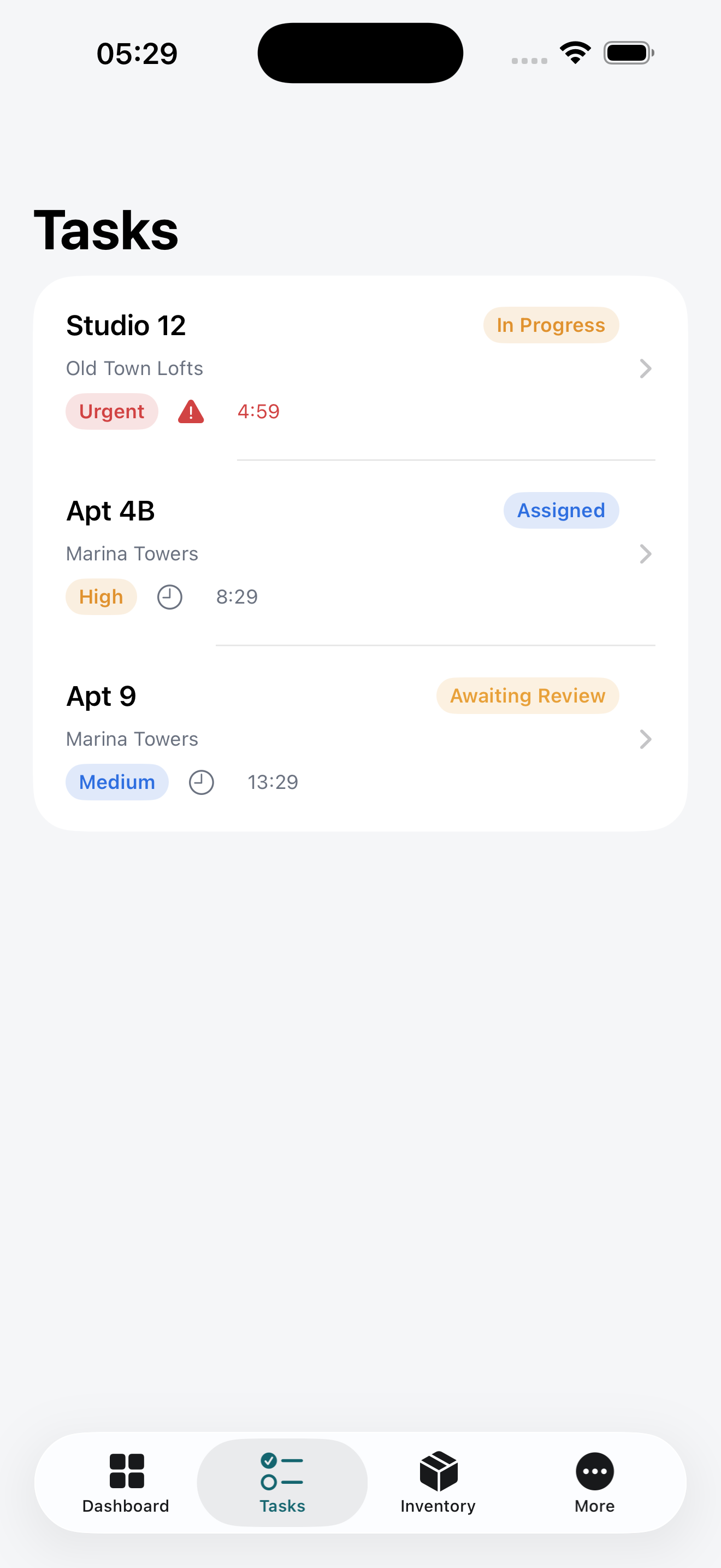 HospitalityOps iOS Cleaning tasks