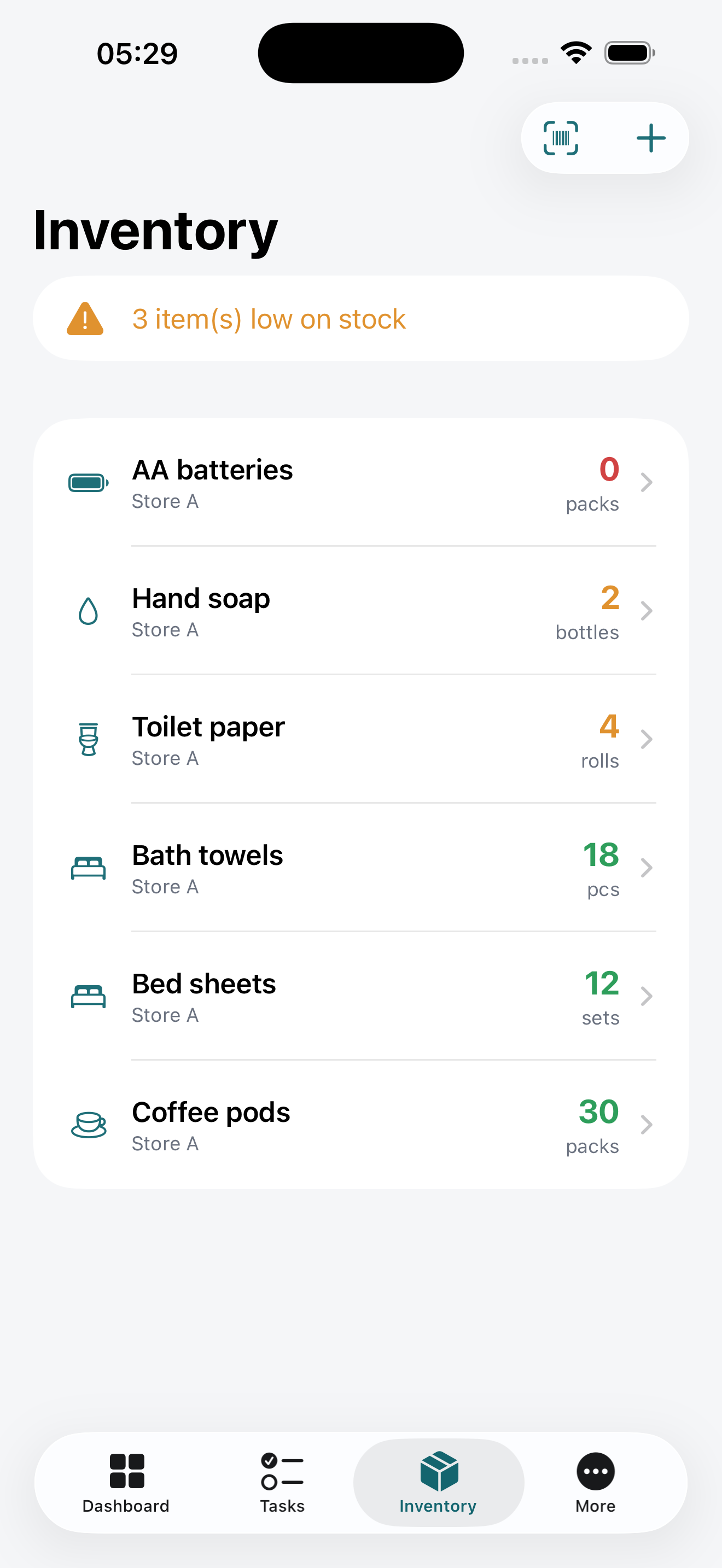 HospitalityOps iOS Inventory